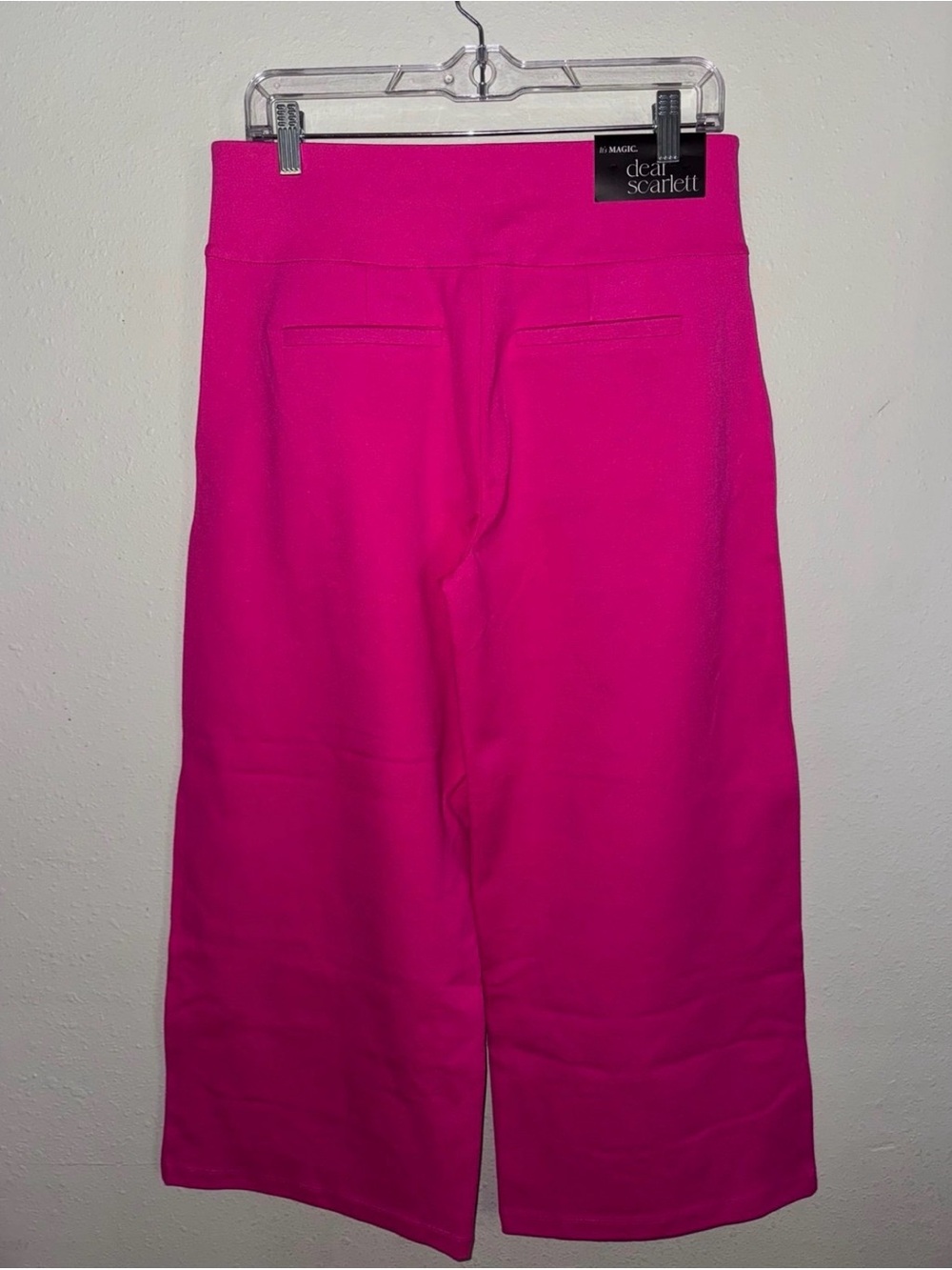 Dear Scarlett SZ L Magic Pants Vibrant Fuchsia Cropped Wide-Leg Pants NWT - Picture 3 of 5
